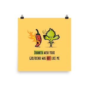 Dhaniya Wish - Matte Poster Print (The Cute Pista): Desi Gifts, Bollywood Prints, South Asian Gifts, Art Print, Indian Art, Pakistani Art