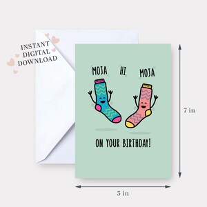 Moja oi Moja - cartão de feliz aniversário para IMPRIMÍVEL 5x7 Sul da Ásia engraçado fofo download digital Indiano Paquistanês Gujarati Gujju
