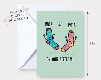Moja hi Moja - PRINTABLE happy birthday card 5x7 South Asian funny cute digital download Indian Pakistani Gujarati Gujju