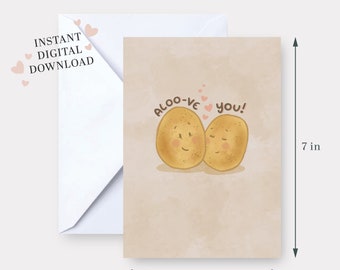 Aloove You - PRINTABLE birthday card 5x7 South Asian funny digital download Indian Pakistani Happy Valentines Eid Diwali Anniversary