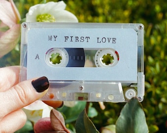 personalized mixtape cassette - custom playlist, retro music gift - hand stamped title - customizable cover