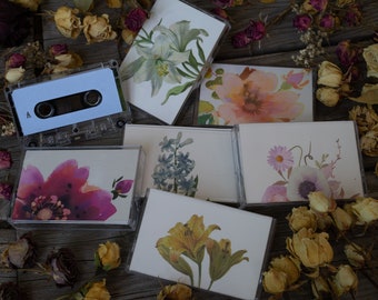 custom cassette mixtape floral cover, custom cassette tape, cassette tape with floral cover, custom mixtape, floral mixtape, custom cassette