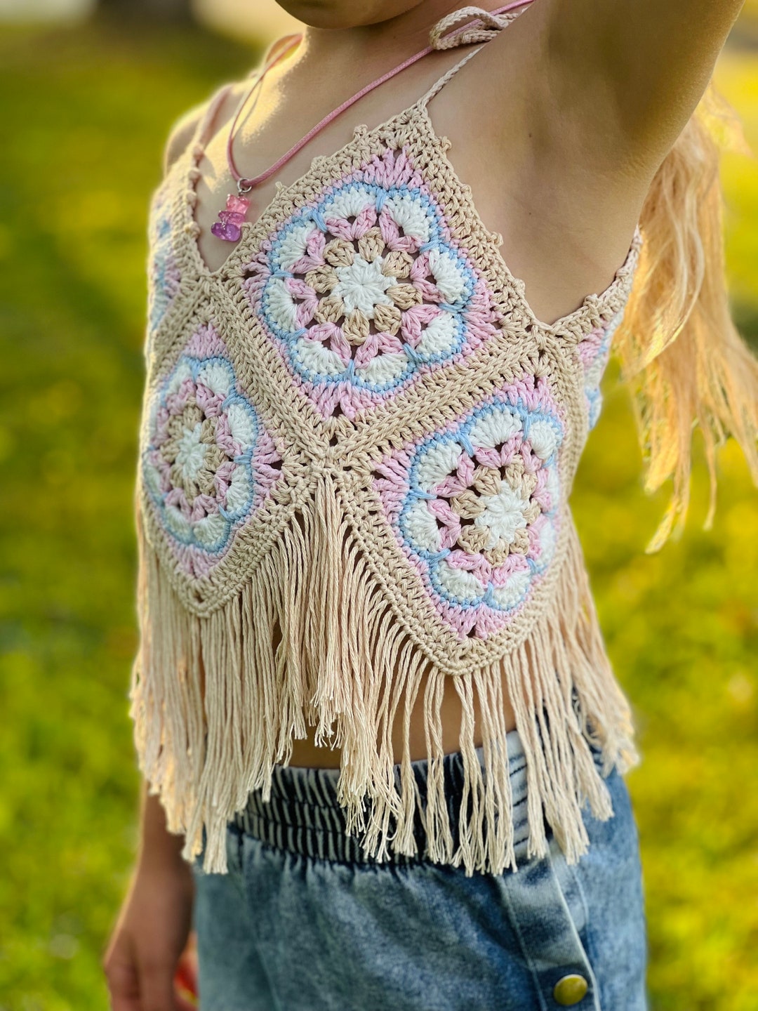 トップス Eaphi fringe crochet knit bustier eaphi fringe crochet knit bustier ivory - メルカリ