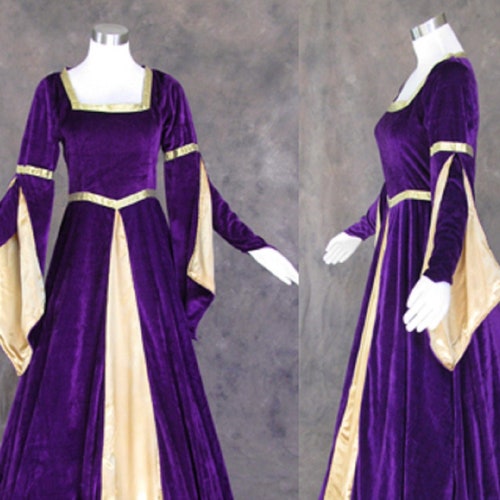 Black Velvet Renaissance Medieval Gown With Satin Panel Insert - Etsy