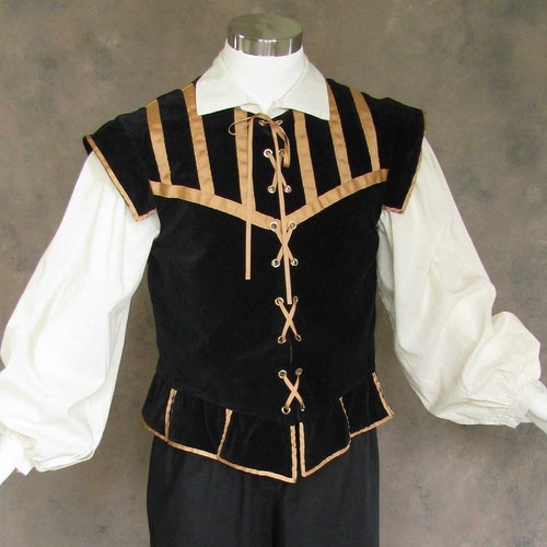 Men Renaissance Costume for Halloween, shops 3 Pc Halloween costume, RenFaire doublet, Breeches & Pirate blouse, Historical Clothing for Men