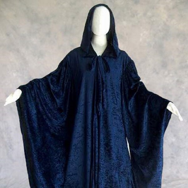 Navy Robe with Hood Sleeves Fashion Costume UNLINED Cosplay 64" Cloak GOT