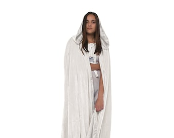 Ivory White Cape Cloak lined in Ivory Satin, Luxury Halloween Fashion, Vampire Costume, Witch, Medieval Cosplay Goth