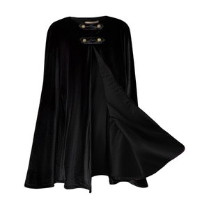 Black Velvet Cape, Lined in BLACK Satin, Medium Length, Wander's Cloak, Costume for Halloween, Witch, Medieval Cosplay, Goth or Victorian