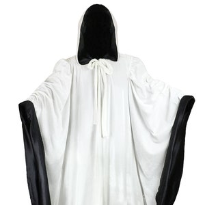 Ivory Velvet Satin Lined Cloak Hooded Cape Wicca Wedding LARP SCA Ren Faire 50" 