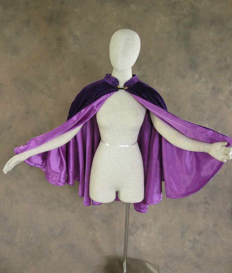 Purple Velvet Cape Purple Halloween Costume Satin Lined Etsy