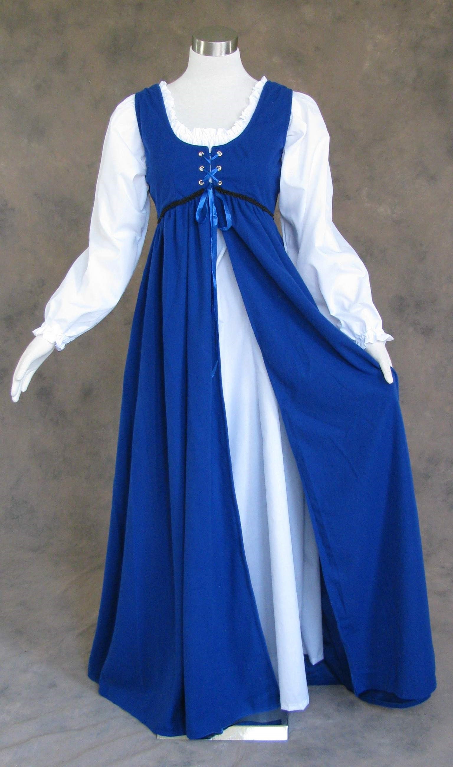 Royal Blue Medieval Dress Renaissance Peasant Gown With White | Etsy