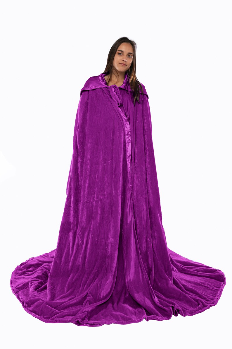Purple Cloak Lined With PURPLE Satin Hooded Cape Velvet Etsy