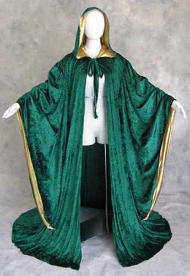 Wizard Emerald GREEN Robe With Hood Sleeves Fashion Velvet Etsy