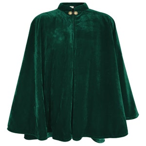 Dark Green Velvet Cape Capelet Lined in BLACK Satin Vampire Cloak, Costume for Halloween, Witch Medieval Cosplay Goth image 3