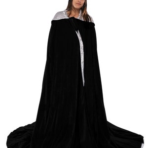 Black Cloak Lined With SILVER Satin Hooded Cape Velvet - Etsy
