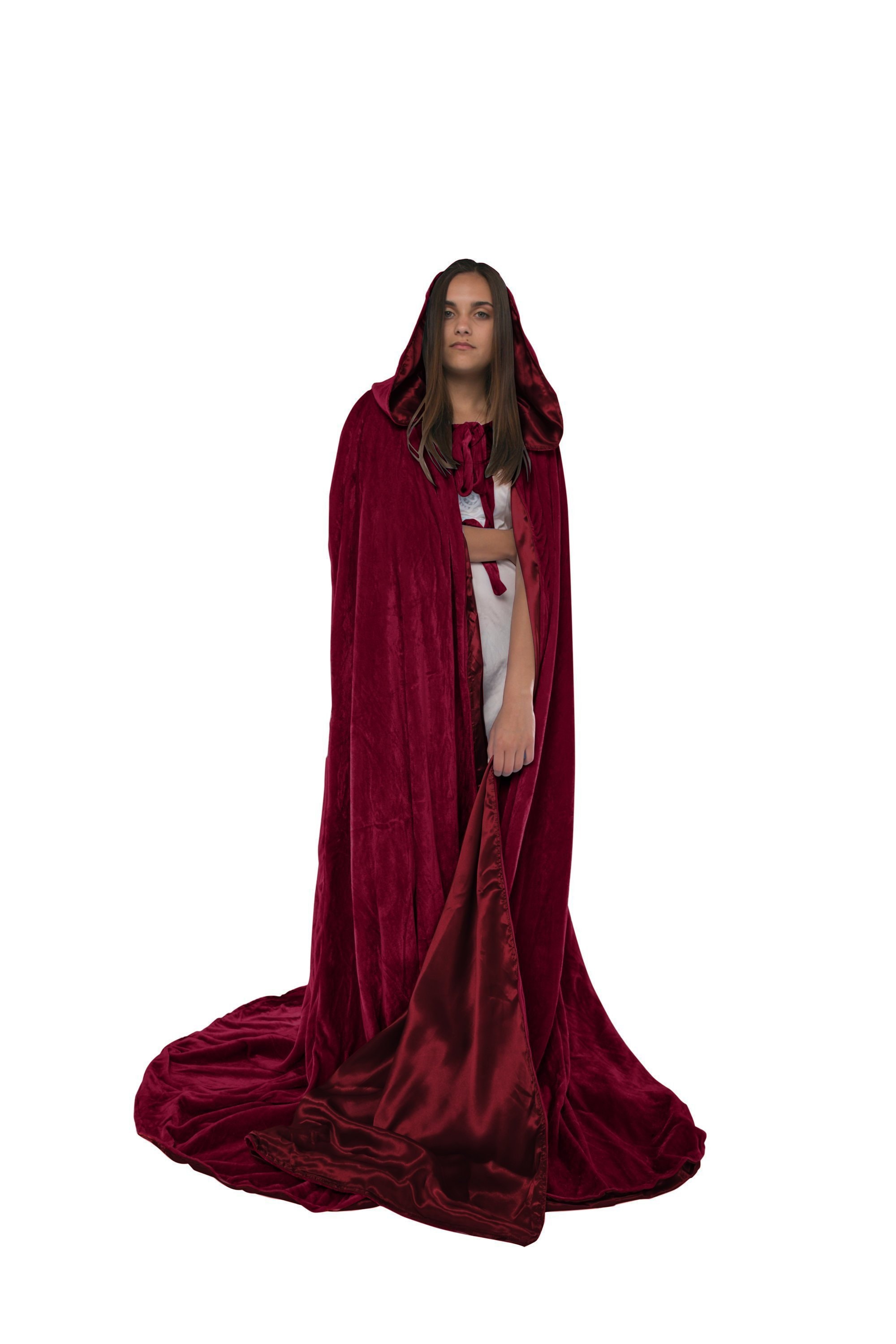 burgundy cape with hood