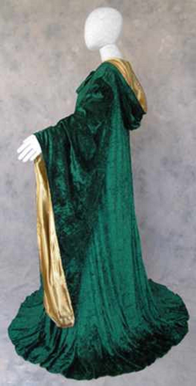 Wizard Emerald GREEN Robe With Hood Sleeves Fashion Velvet Etsy