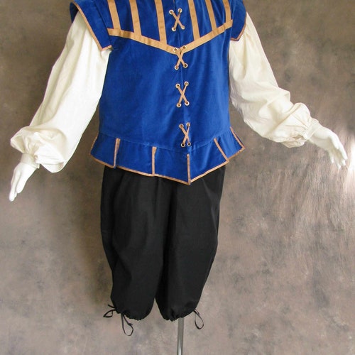 Men Renaissance Costume for Halloween, shops 3 Pc Halloween costume, RenFaire doublet, Breeches & Pirate blouse, Historical Clothing for Men
