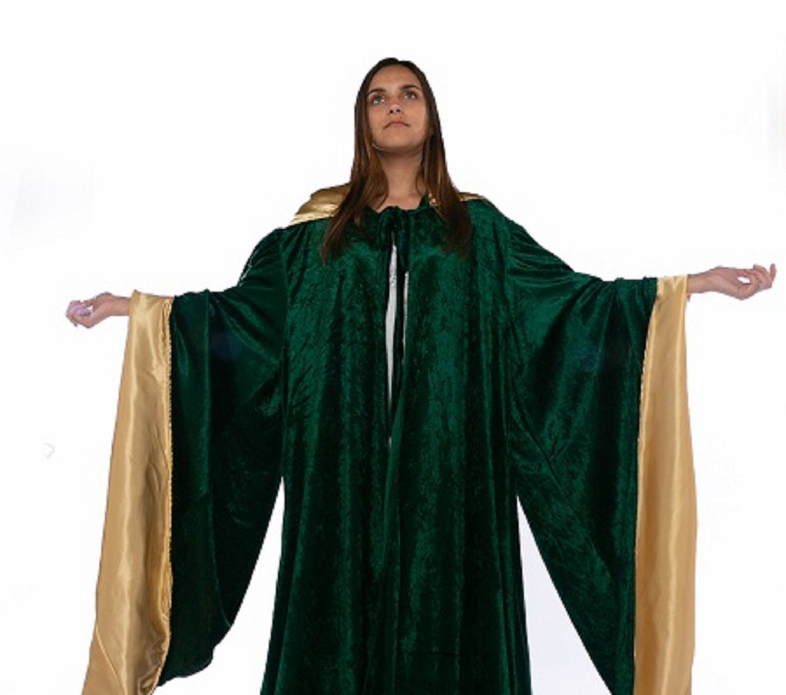 Wizard Emerald GREEN Robe With Hood Sleeves Fashion Velvet Etsy