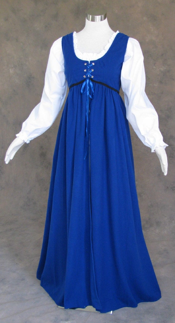 Renaissance Ren Faire Medieval Gown Dress and Chemise SCA LOTR Costume GREEN L