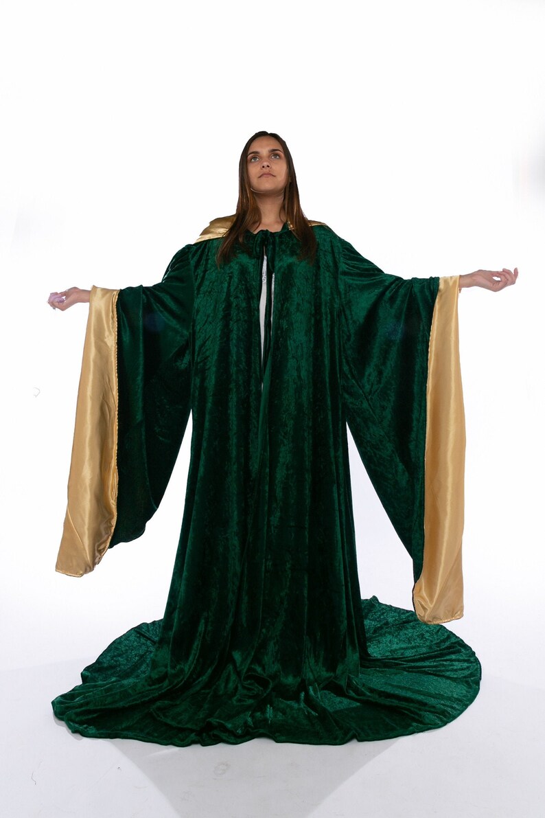 Wizard GREEN Robe With Hood Sleeves Fashion Costume Lined in Etsy