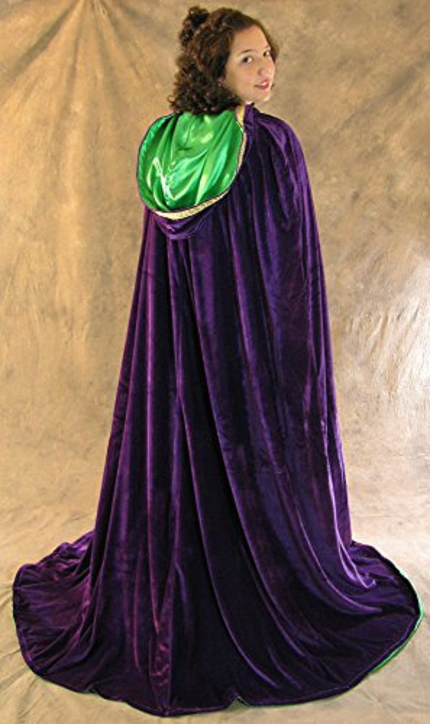 Purple Cape Cloak lined in Green Satin Luxury Fashion Vampire Etsy