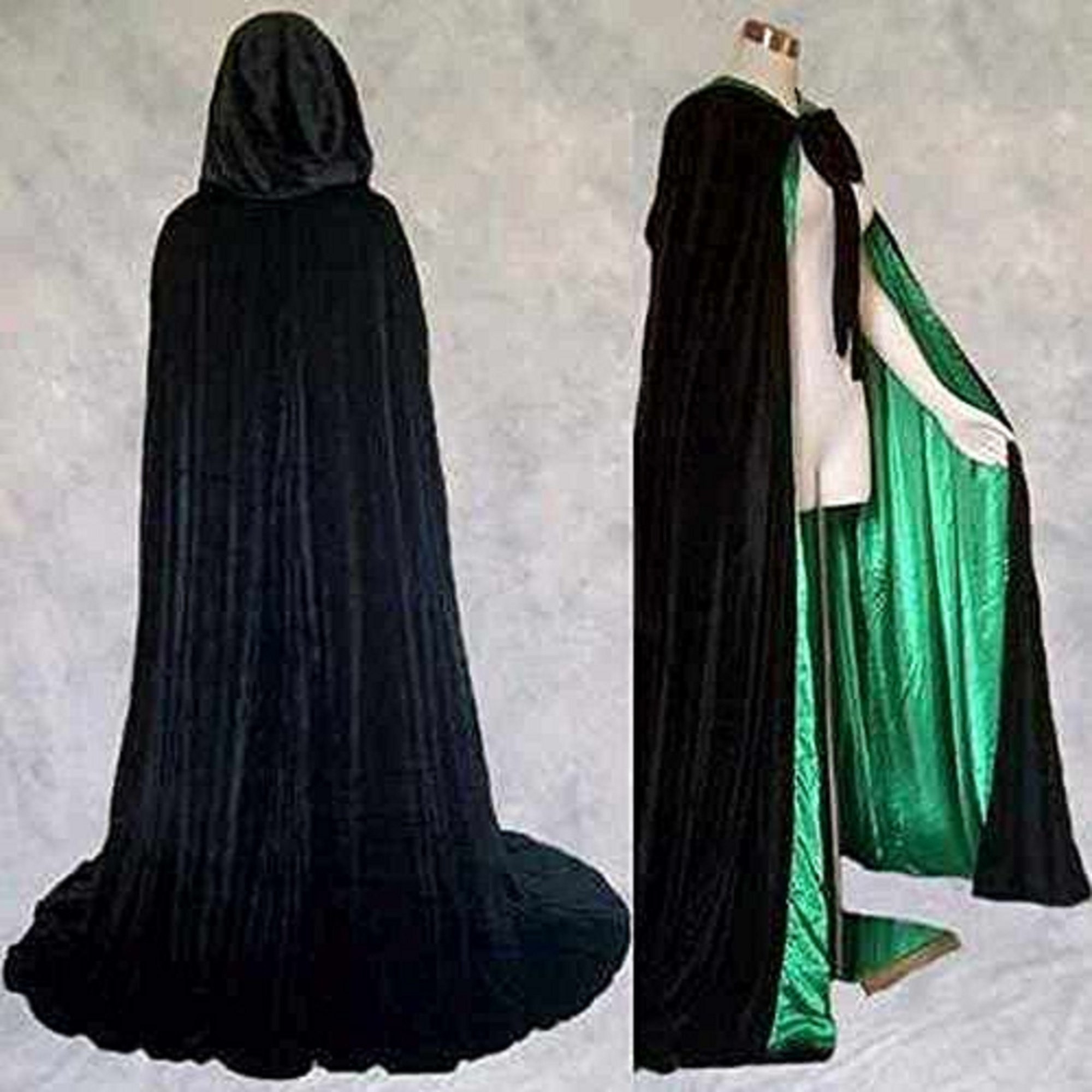2019 Gothic Hooded Velvet Cloak Gothic Wicca Robe Medieval Witchcraft Larp Cape 