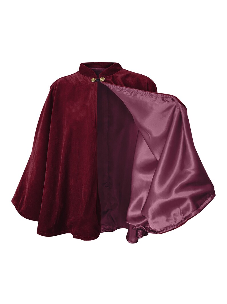 Burgundy Velvet Cape Capelet Lined in BURGUNDY Satin Vampire Etsy