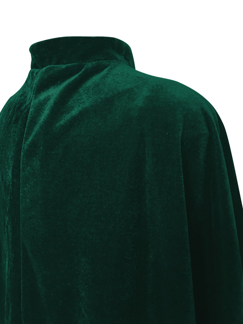 Dark Green Velvet Cape Capelet Lined in BLACK Satin Vampire Cloak, Costume for Halloween, Witch Medieval Cosplay Goth image 6