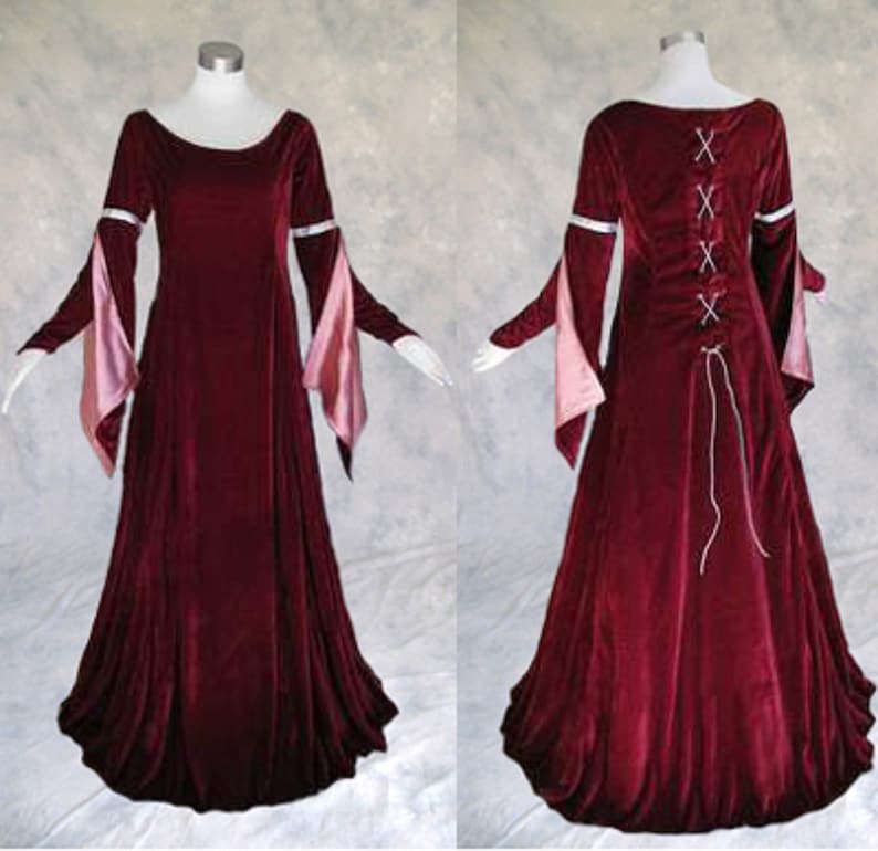 Velvet Medieval Dress Renaissance Costume Gown Queen Larp Etsy