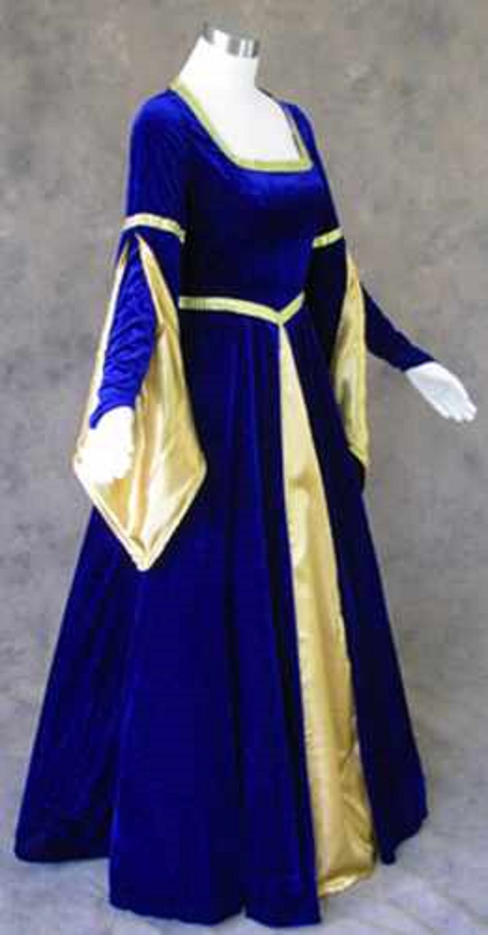 Royal Blue Renaissance Medieval Gown with Satin Panel Insert Etsy