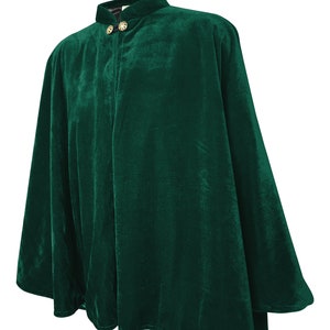 Dark Green Velvet Cape Capelet Lined in BLACK Satin Vampire Cloak, Costume for Halloween, Witch Medieval Cosplay Goth image 4