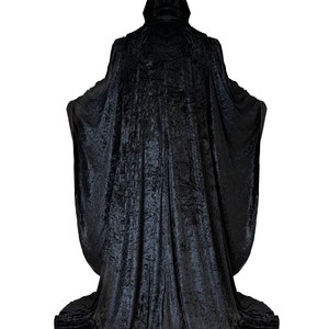 Wizard BLACK Robe with Hood and Sleeves, Velvet Halloween, Simple Costume for Adults, Lined in BLACK Satin Cosplay, Witch, 64 Cloak GOT image 4