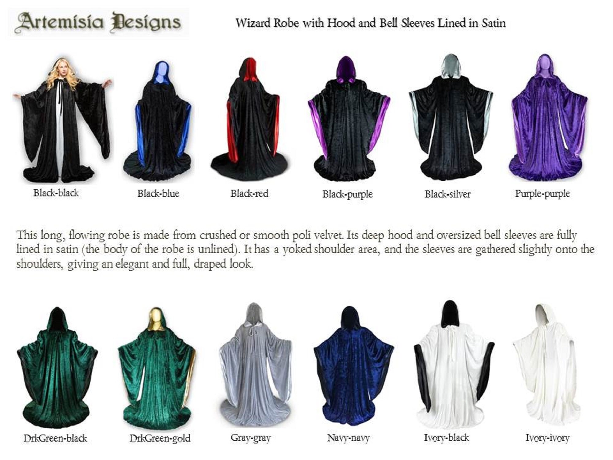 Wizard PURPLE Robe with Hood Sleeves Fashion Costume Lined in Etsy