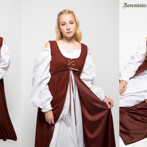 Medieval Dress Brown Renaissance Peasant Gown With White Chemise ...