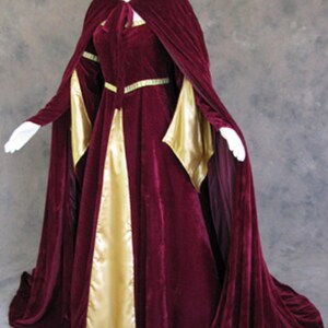 Burgundy Velvet Renaissance Medieval Gown with Satin Panel | Etsy
