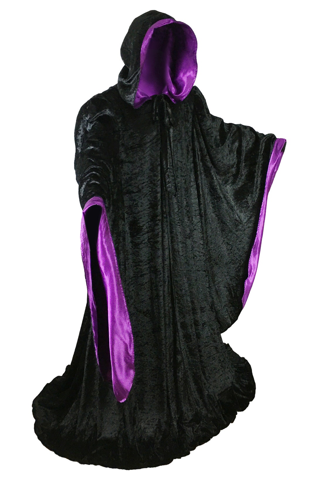 Wizard BLACK Robe With Hood Sleeves Fashion Costume Lined in Etsy