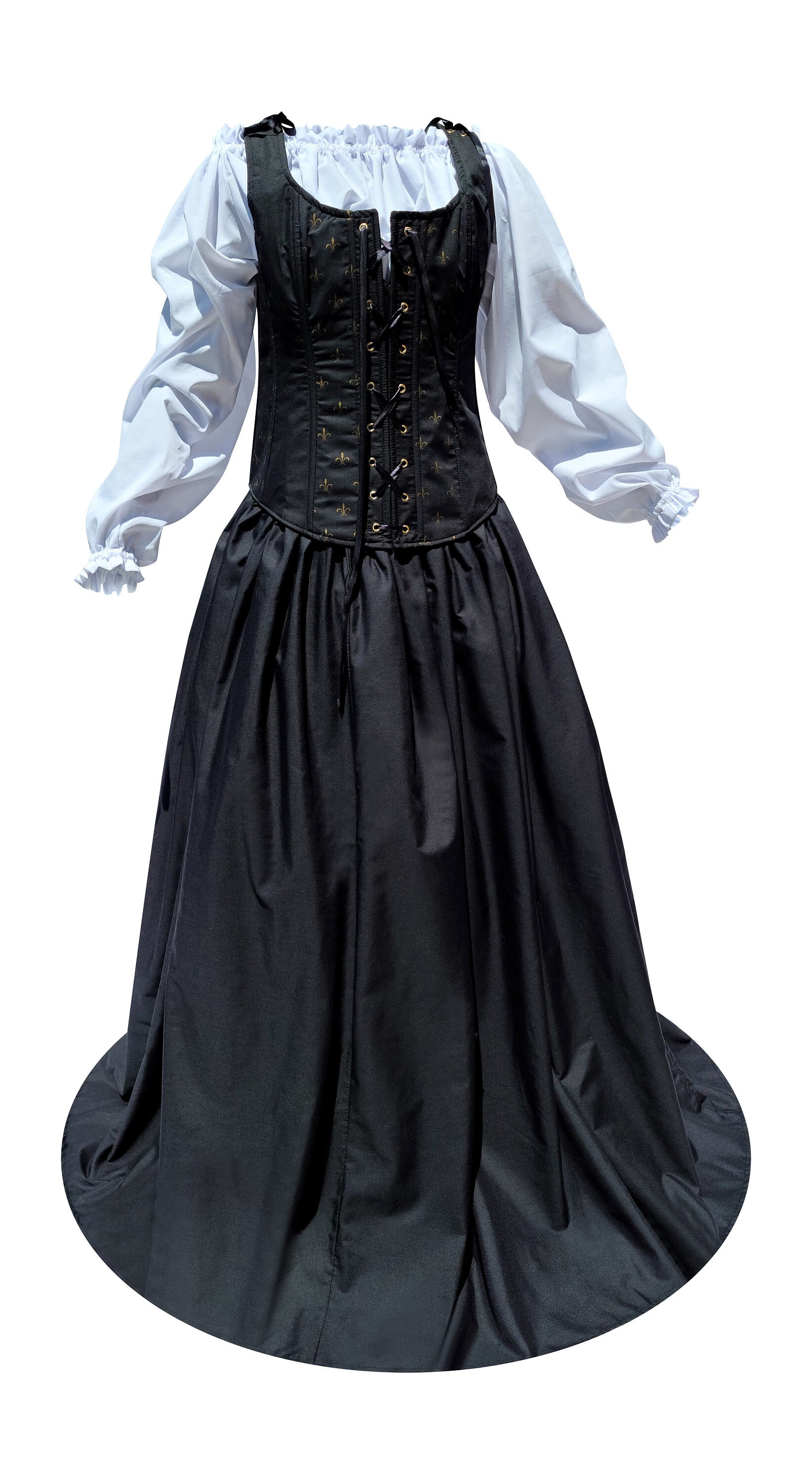 Noir Robe médiévale 3pc pour RenFaire Tenue de corsage - Etsy France