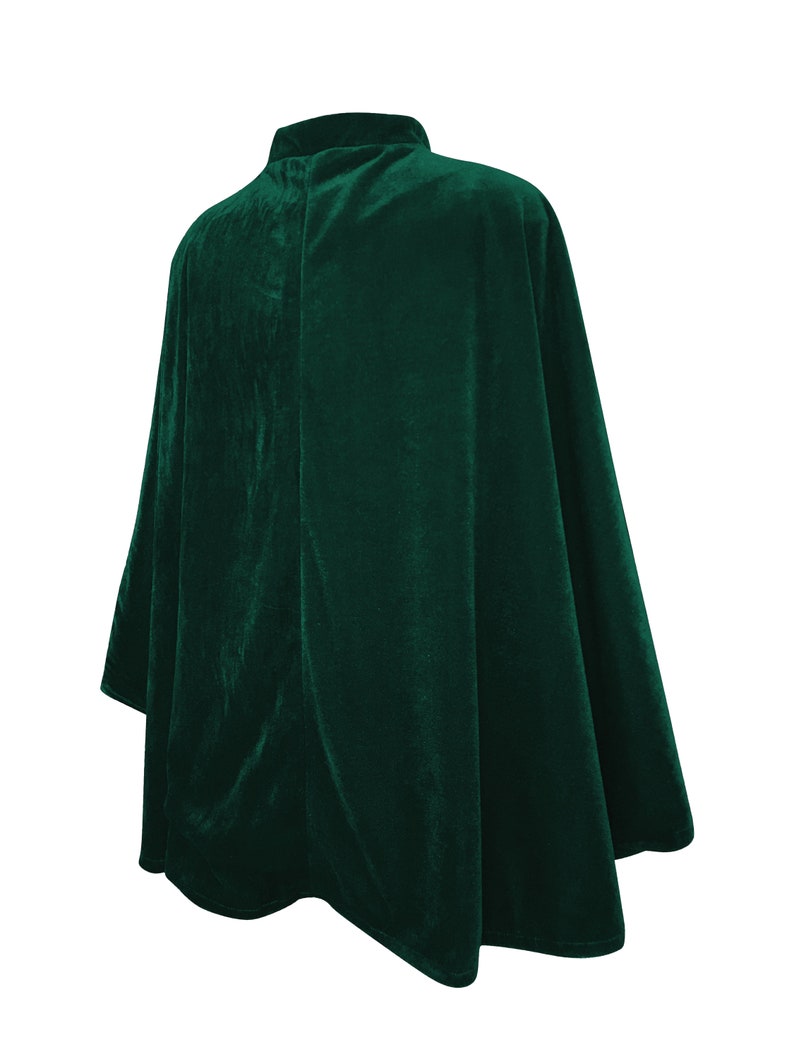 Dark Green Velvet Cape Capelet Lined in BLACK Satin Vampire Cloak, Costume for Halloween, Witch Medieval Cosplay Goth image 5