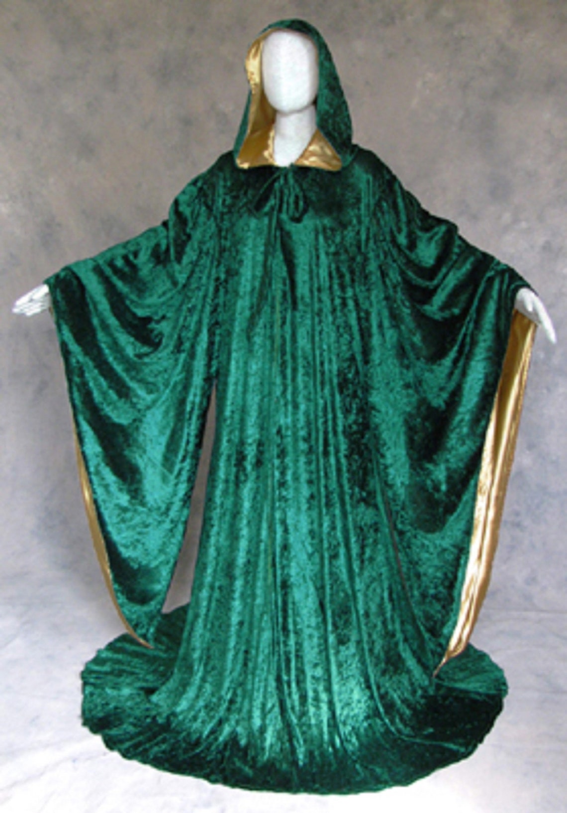 Wizard Emerald GREEN Robe With Hood Sleeves Fashion Velvet Etsy