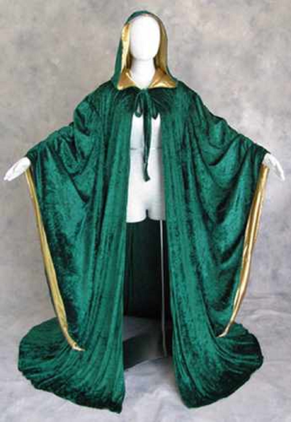 GREEN Wizard Robe With Hood and Sleeves Velvet Halloween Etsy