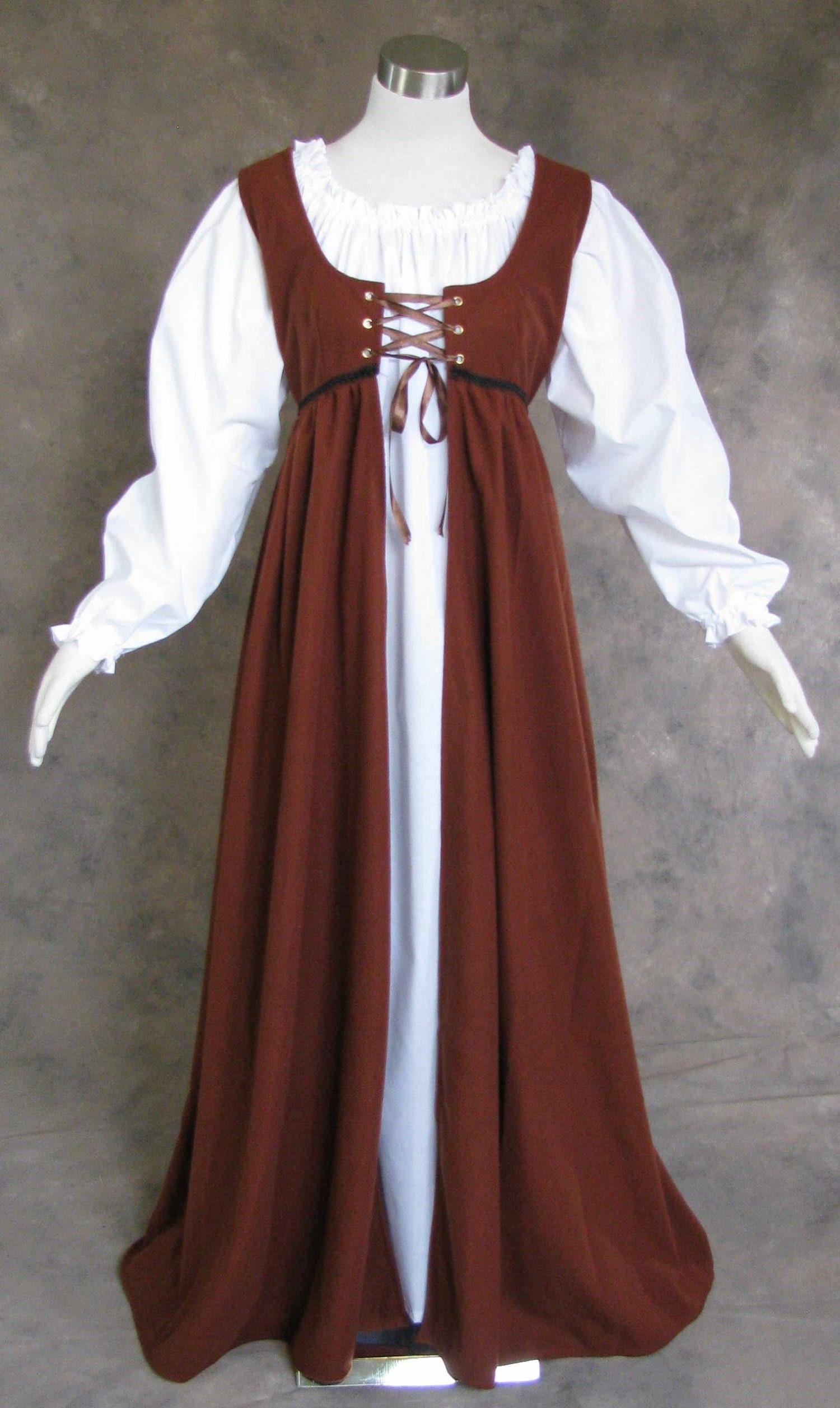 Renaissance Ren Faire Medieval Gown and Long Chemise LOTR Dress Costume