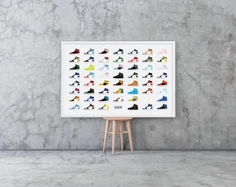 Sneaker Poster - Minimalistische Schuh Illustration Wandkunst, Streetwear Dekor Druck, Sneakerhead Geschenk, Modernes Fashion Room