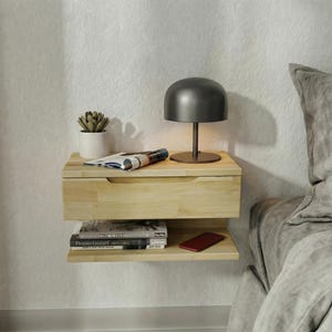Modern Floating Nightstand | Wall Mounted Nightstand with Drawer, Wood Bedside Shelf and Floating Nightstand for Bedroom - Floating Table