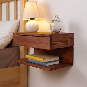 Modern Floating Nightstand | Wall Mounted Nightstand with Drawer, Wood Bedside Shelf and Floating Nightstand for Bedroom - Floating Table