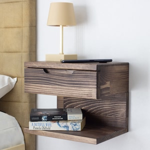 Modern Floating Nightstand | Wall Mounted Nightstand with Drawer | Wood Bedside Shelf and Floating Nightstand |  Handmade Floating Table