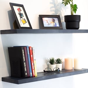 Modern Floating Shelves, Deep Floating Shelf, Custom Size Floating Shelves with Brackets, Wood Floating Shelf for Living Room, Kitchen