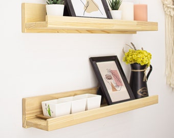 Rustic Floating Picture Ledge Shelf | Wooden Photo Ledge Floating Shelf | Nursery Photo Shelf Bookshelf
