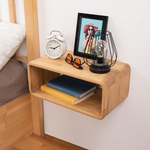 Bedside Wall Shelf, Modern Floating Nightstand, Modern Style, Oval Design Bedside Furniture, Wood Bedside Tables, Nightstand Shelf