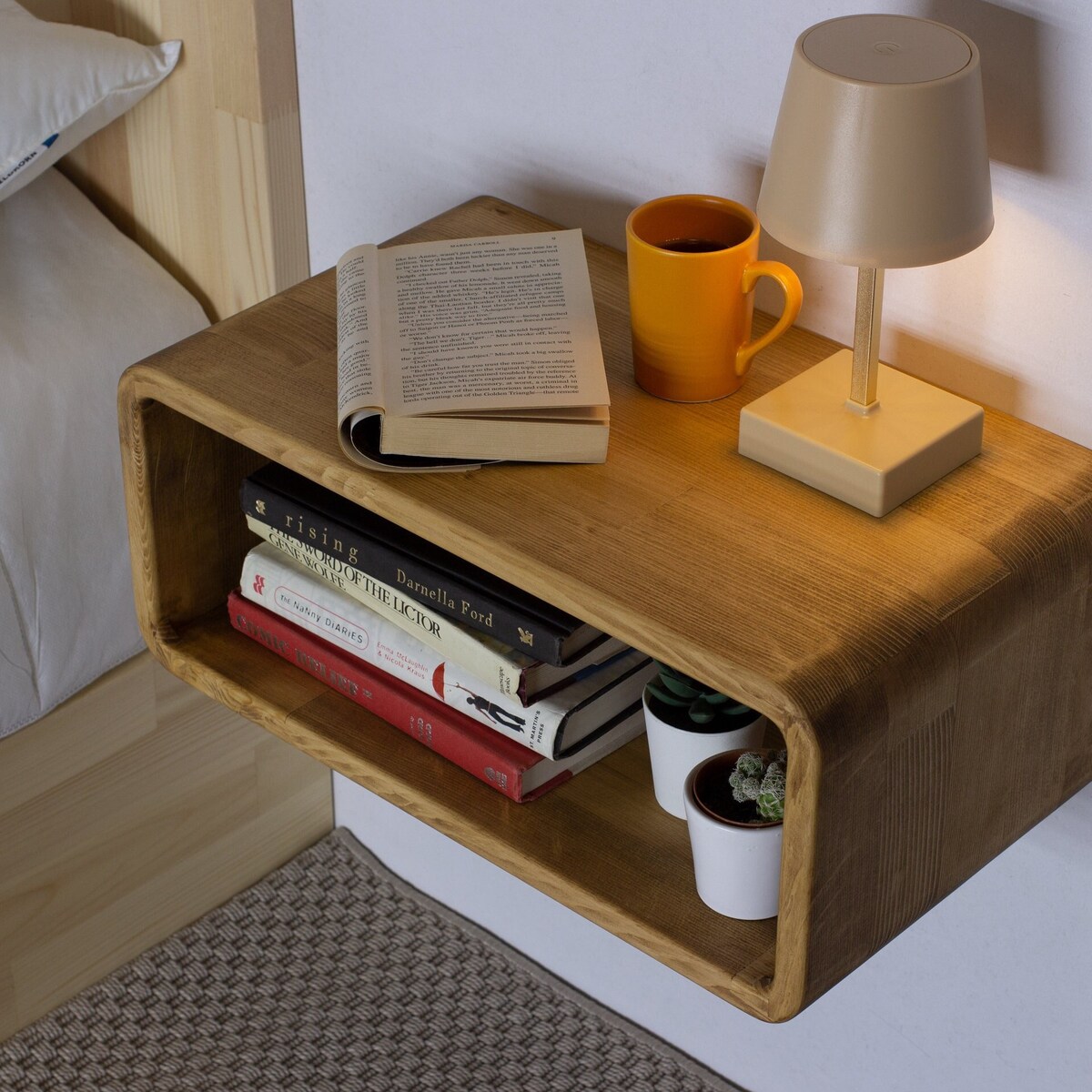 Oak Colored Floating Nightstand - Etsy